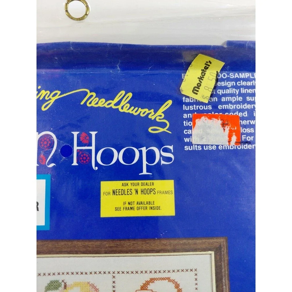 Vintage Needles 'n Hoops NO. 323 Fruit Salad Sampler Cross Stitch Kit NEW Sealed